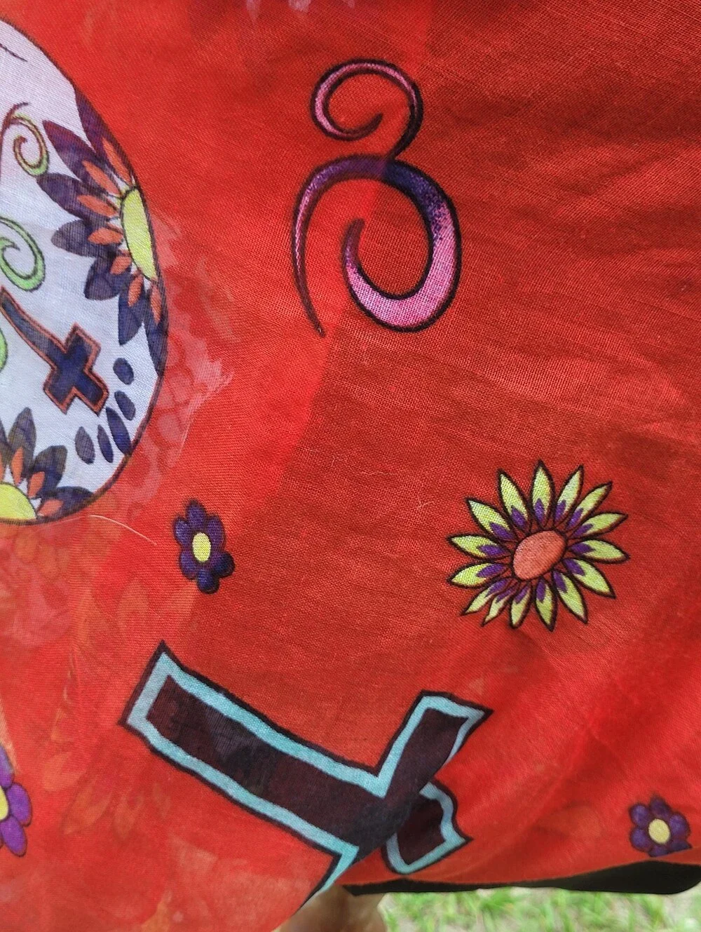 Day Of The Dead ~ Sugar Skull ~ Boho Red Infinity Scarf ❤️ GORGEOUS!!!